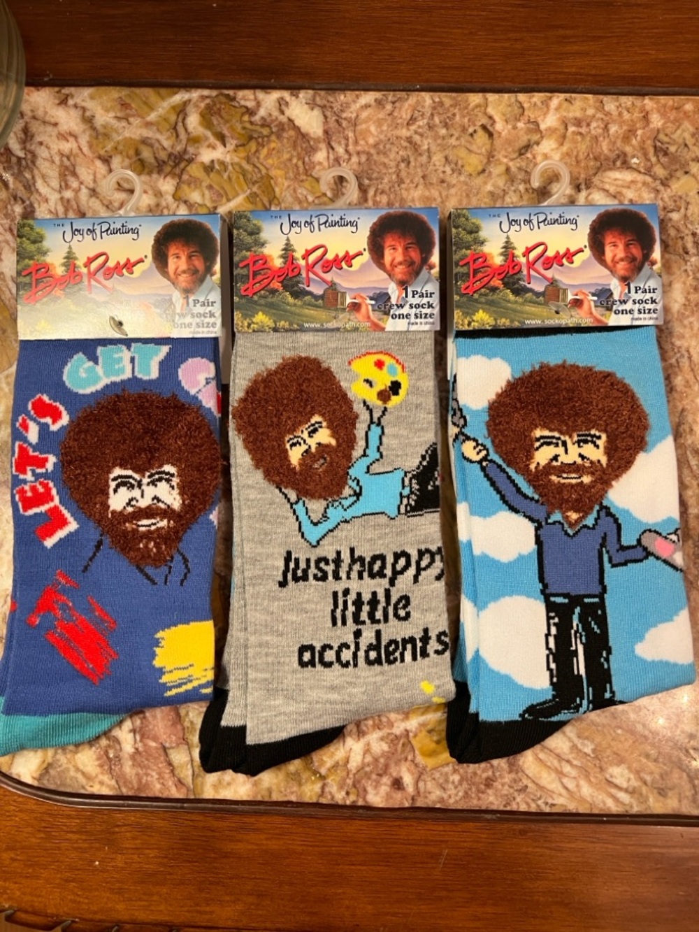 Bob Ross Crew Socks - 3 Pairs of Novelty Socks